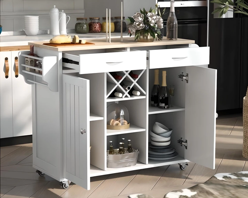 kitchen island cart with shelves