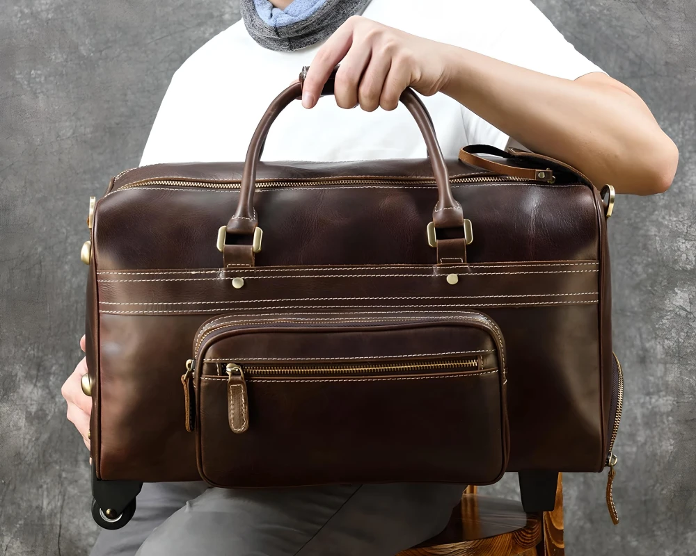 leather rolling carry on luggage
