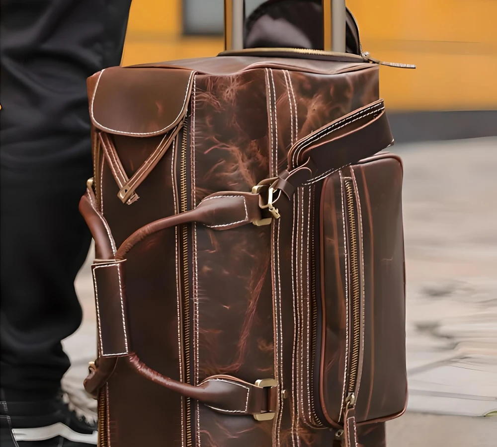 mens leather carry on duffel bags